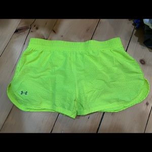 Under Armour laser-cut neon yellow women’s shorts
